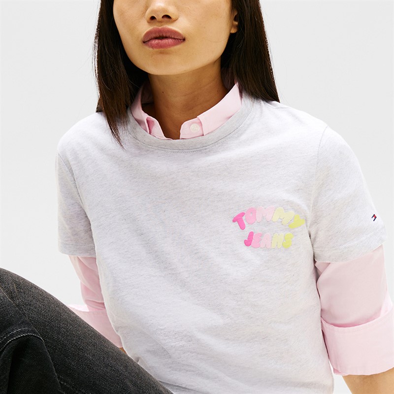 Tommy Jeans Womens Bubble T-Shirt Ice Grey Heather