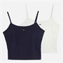 Tommy Jeans Womens Two Pack Essential Vests Ecru/Dark Night Navy