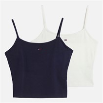 Tommy Jeans Womens Two Pack Essential Vests Ecru/Dark Night Navy