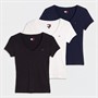 Tommy Jeans Womens Three Pack V-Neck T-Shirts Black/Ecru/Dark Night Navy