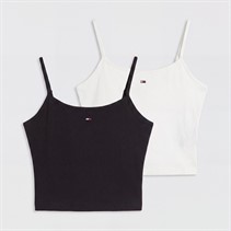Tommy Jeans Womens Two Pack Essential Vests Ecru/Black