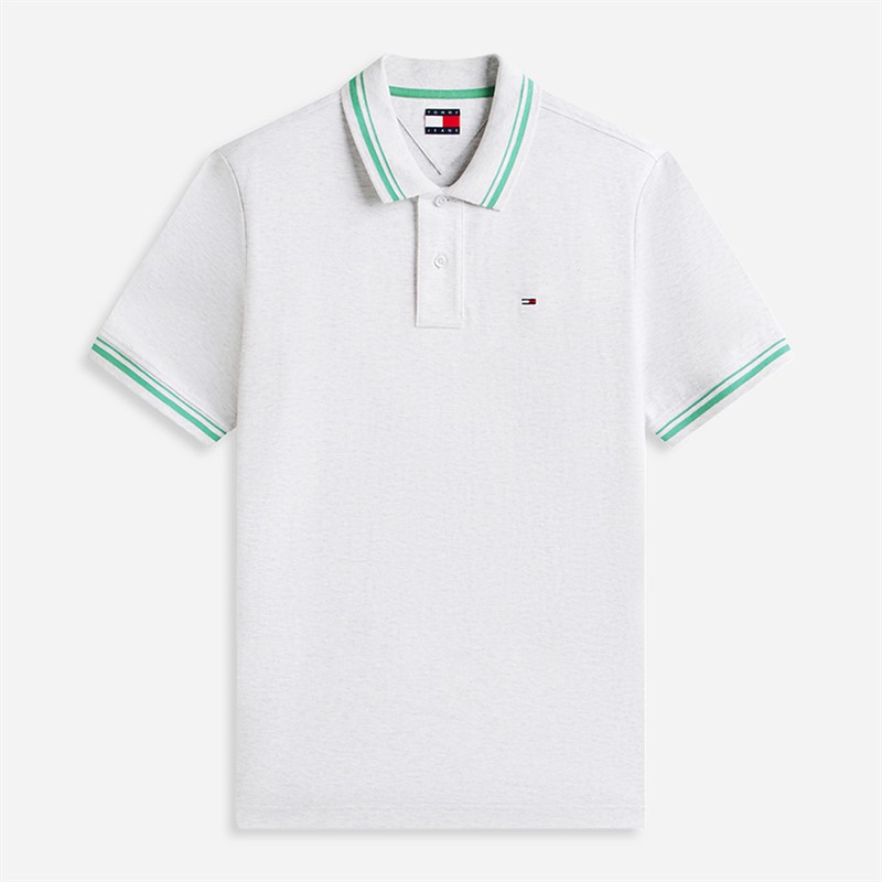 Tommy Jeans Mens Tipped Polo Shirt Ice Grey Heather
