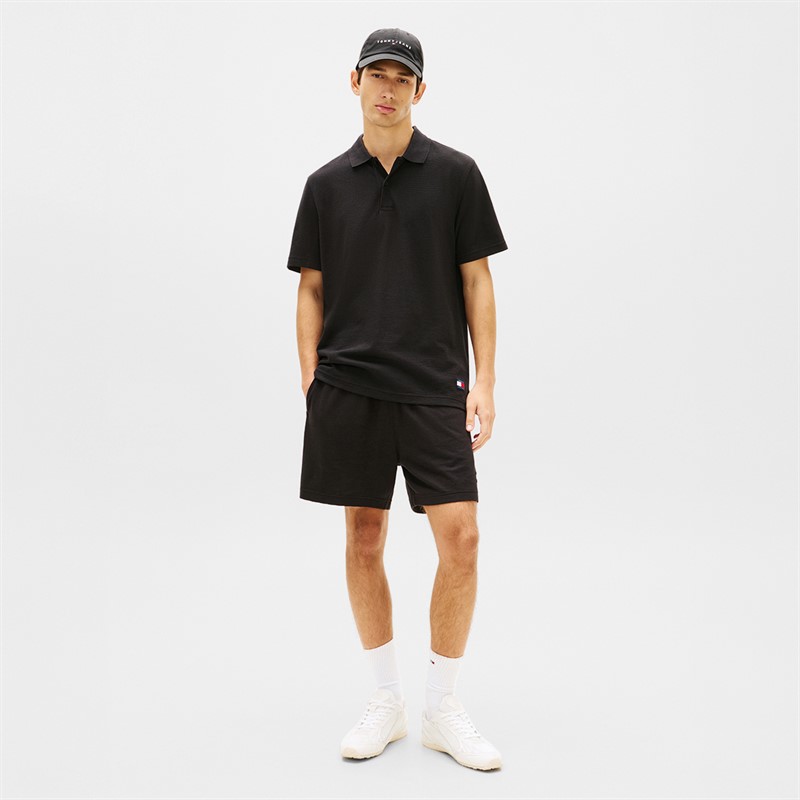 Tommy Jeans Mens Reg Waffle Polo Shirt Black
