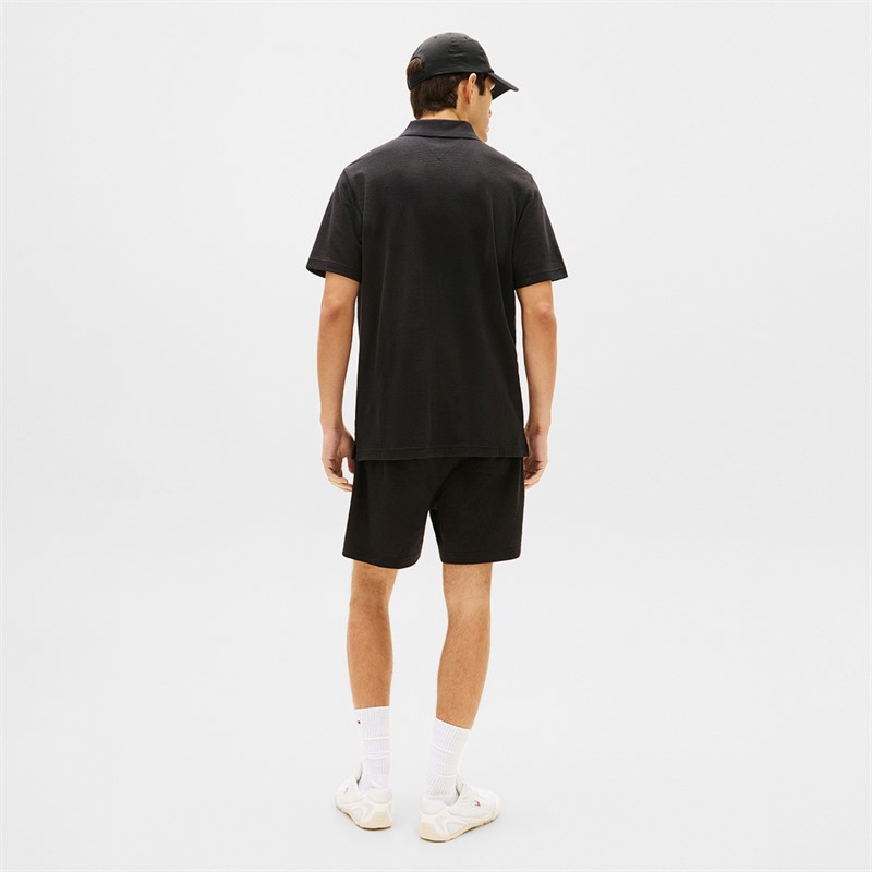 Tommy Jeans Mens Reg Waffle Polo Shirt Black