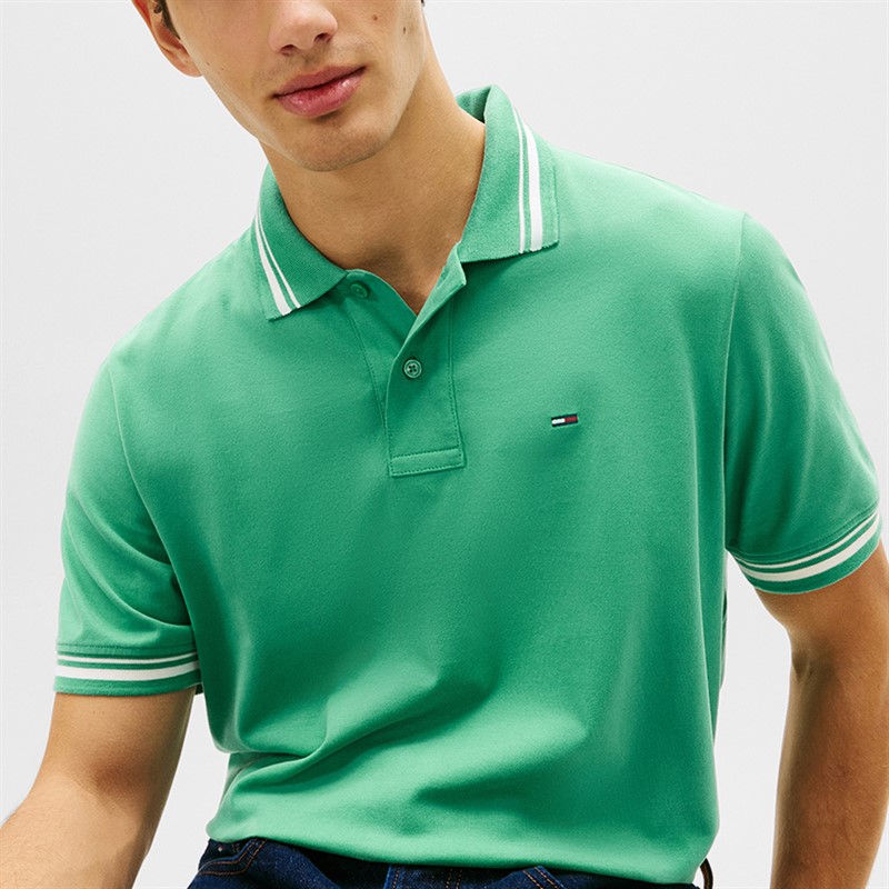 Tommy Jeans Mens Tipped Polo Shirt Bahama Green