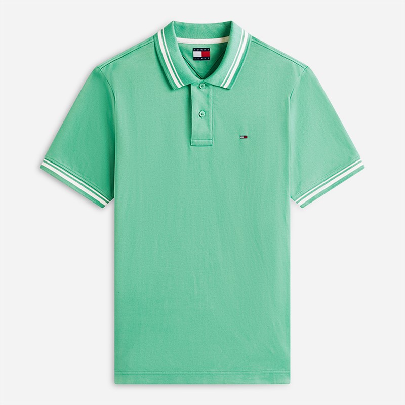 Tommy Jeans Mens Tipped Polo Shirt Bahama Green