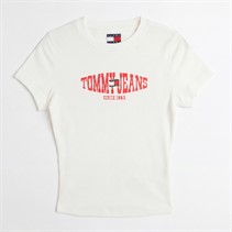 Tommy Jeans Womens Wavy Flag T-Shirt Ecru
