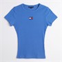 Tommy Jeans Womens Badge Ribbed T-Shirt Empire Blue