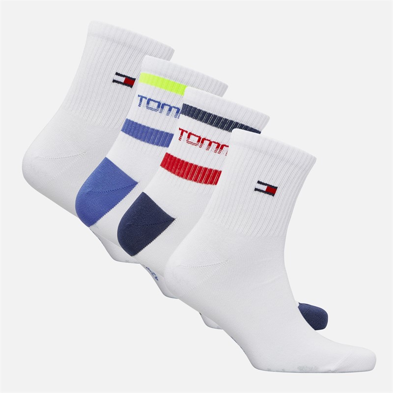 Tommy Jeans Mens Stripe Four Pack Quarter Socks Multi