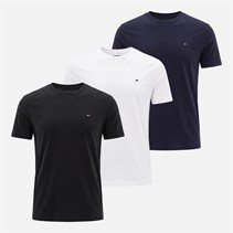 Tommy Jeans Mens Three Pack Slim Fit T-Shirts Black/Dark Blue/Ecru