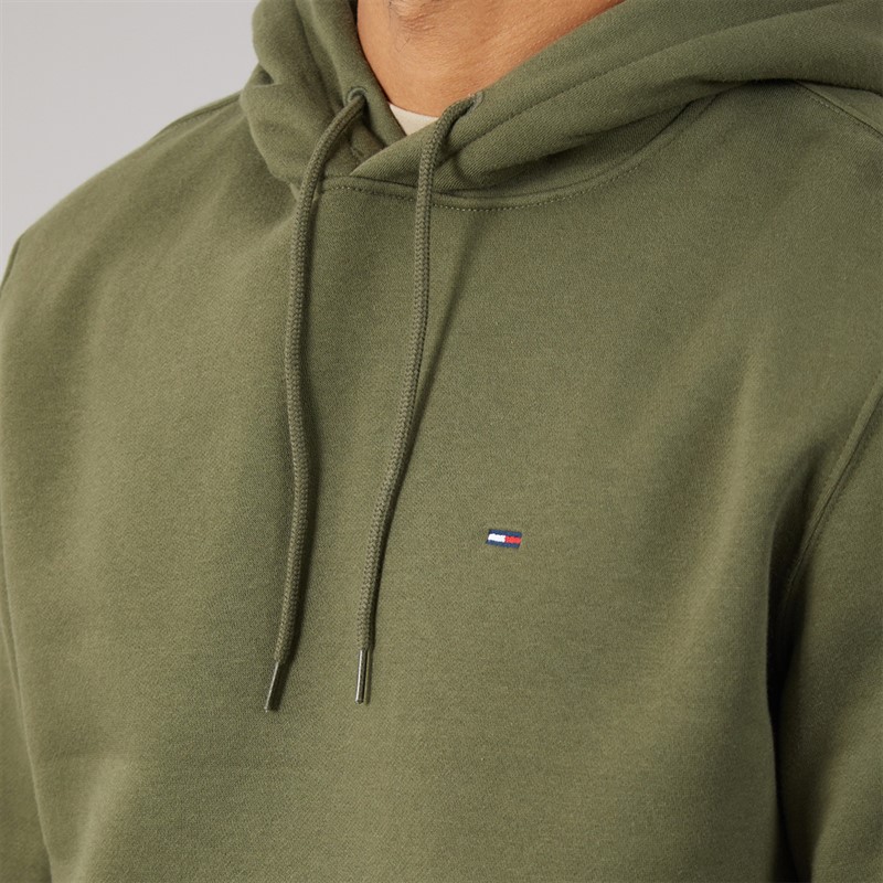 Tommy Jeans Mens Flag Hoodie Dark Greenery