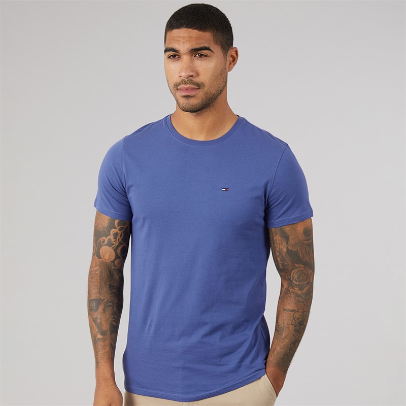 Tommy Jeans Mens Slim Fit T-Shirt Blue Storm