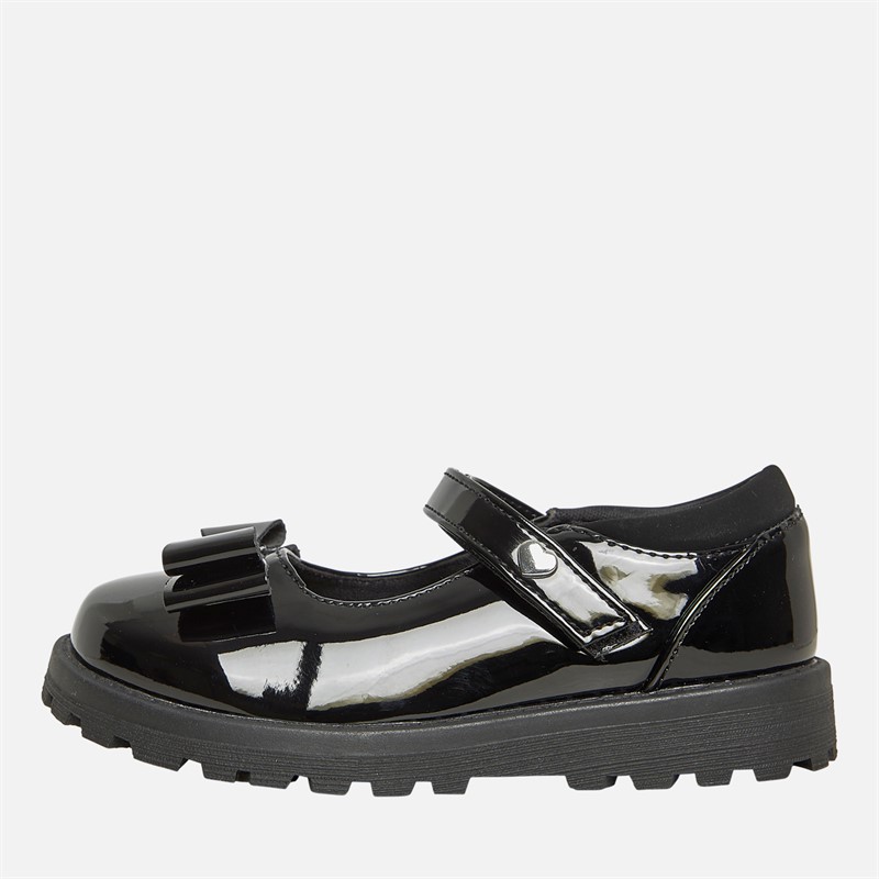 Little Divas Girls Mary Jane Bow School Shoes Black
