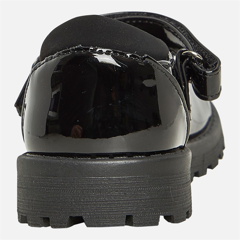 Little Divas Girls Mary Jane Bow School Shoes Black