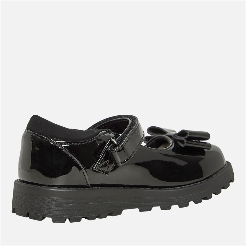 Little Divas Girls Mary Jane Bow School Shoes Black