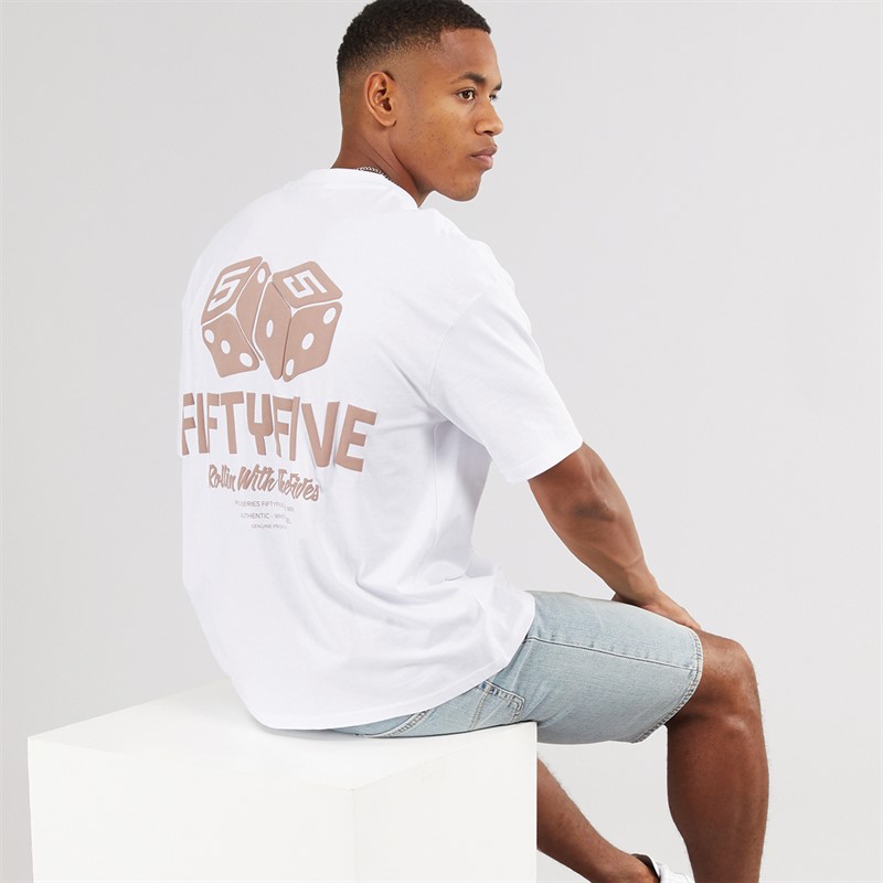 Fiftyfive Mens Dicees Crew T-Shirt White