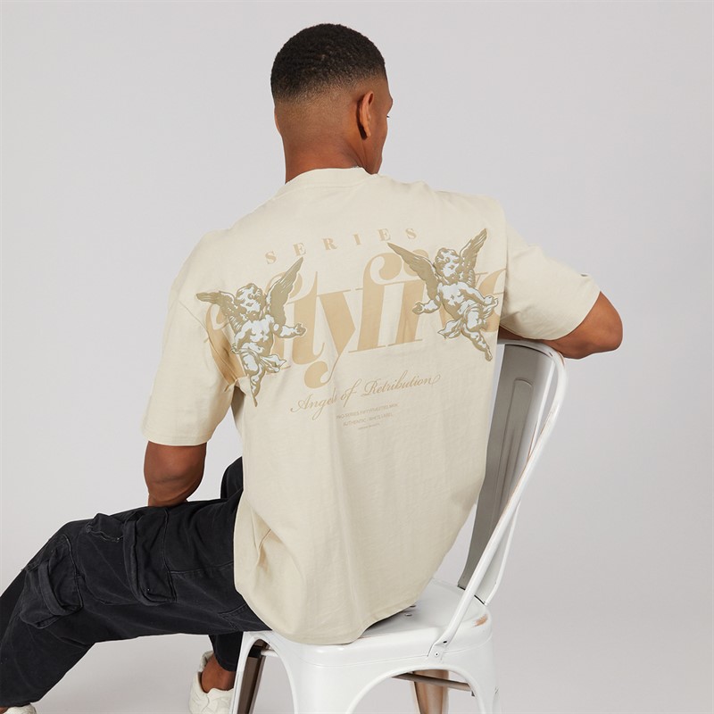 Fiftyfive Mens Cherubs Crew T-Shirt Off White