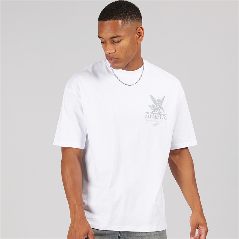 Fiftyfive Mens Heavinly Crew T-Shirt White