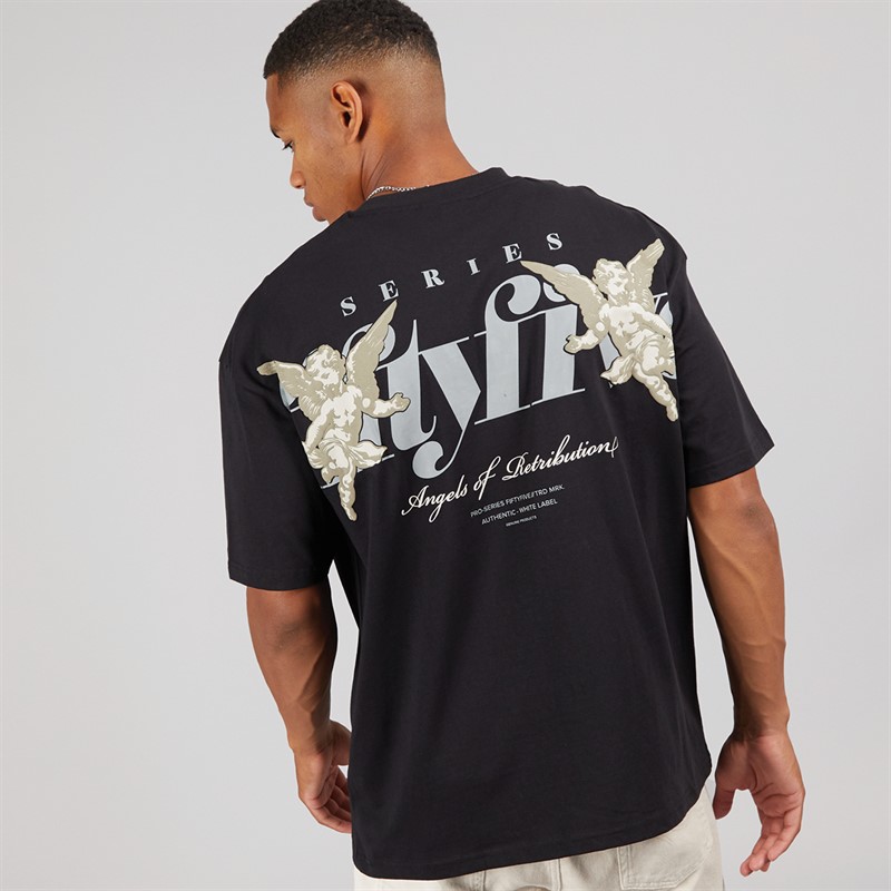 Fiftyfive Mens Cherubs Crew T-Shirt Black