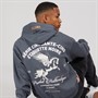 Fiftyfive Mens Projan Front Back Logo Hoodie Steel Blue