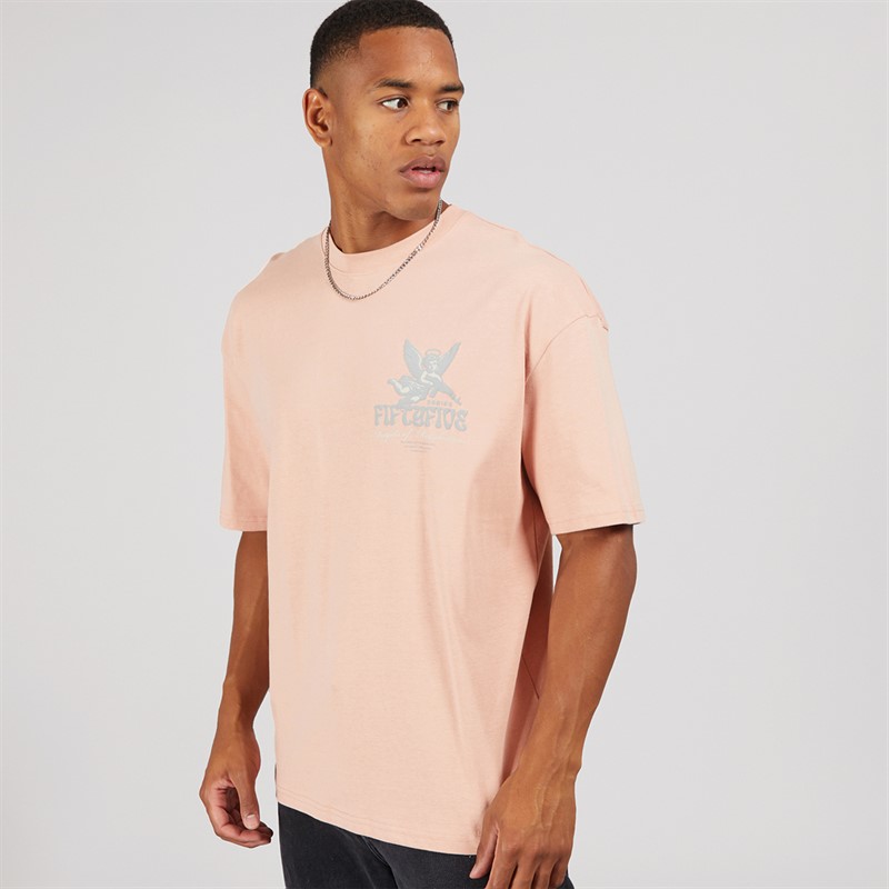 Fiftyfive Mens Heavinly Crew T-Shirt Pink
