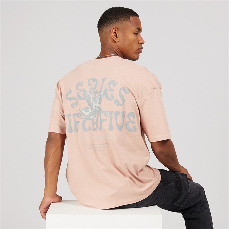 Fiftyfive Mens Heavinly Crew T-Shirt Pink