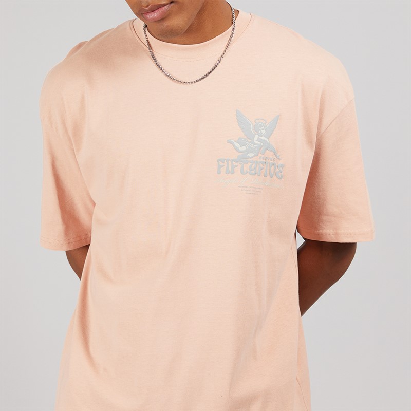 Fiftyfive Mens Heavinly Crew T-Shirt Pink