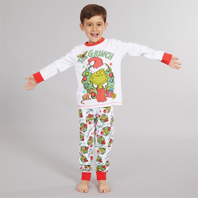 Grinch Boys Christmas Pyjama Set White - Size 11/12Y