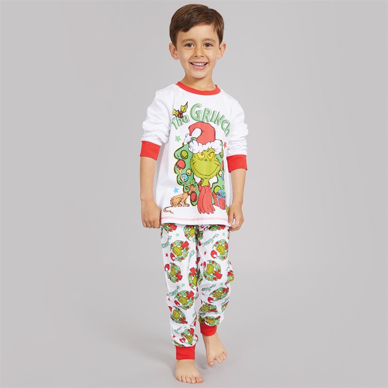 Grinch Boys Christmas Pyjama Set White