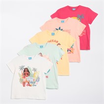 Moana Girls Five Pack T-Shirts Multi