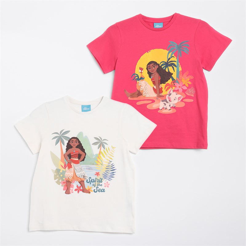 Moana Girls Five Pack T-Shirts Multi