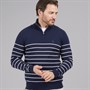 Saltwell Mens Halton 1/4 Zip Striped Jumper Navy/Ecru