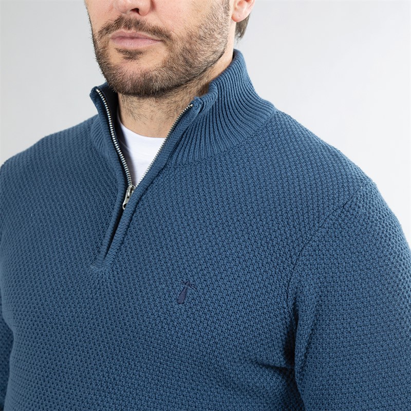 Saltwell Mens Ashgrove 1/4 Zip Jumper Denim Blue