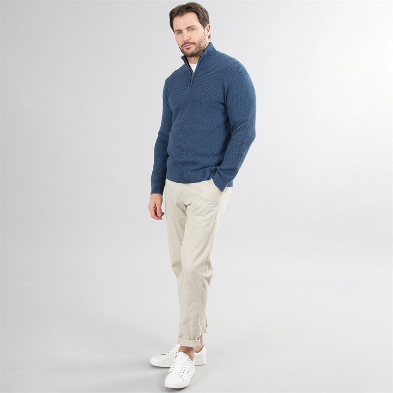 Saltwell Mens Ashgrove 1/4 Zip Jumper Denim Blue