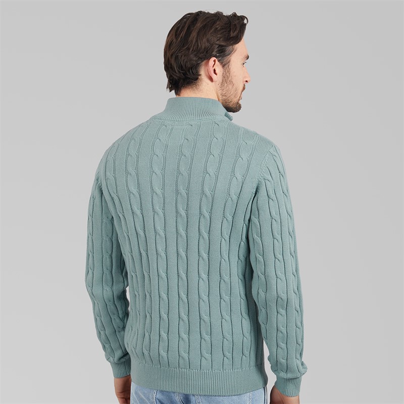 Saltwell Mens Sumava Cable 1/4 Zip Jumper Dark Mint