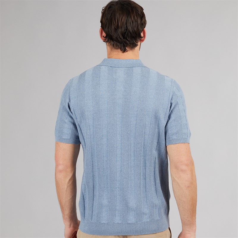 Saltwell Mens Fraser Rib Polo Shirt Light Demin Blue Marl Lt Demin Blue Marl