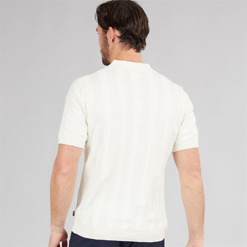 Saltwell Mens Fraser Rib Polo Shirt Ecru Ecur