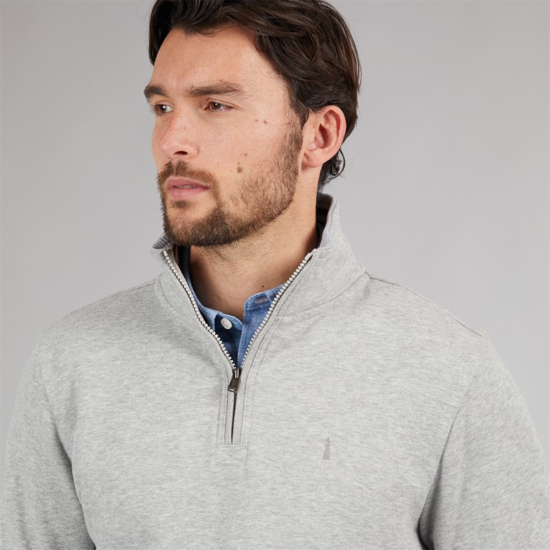 Saltwell Mens Bathurst 1/4 Zip Sweatshirt Grey Marl