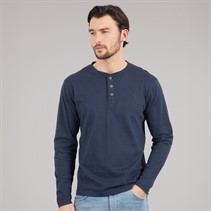 Saltwell Mens Gary Grandad Long Sleeve T-Shirt Navy