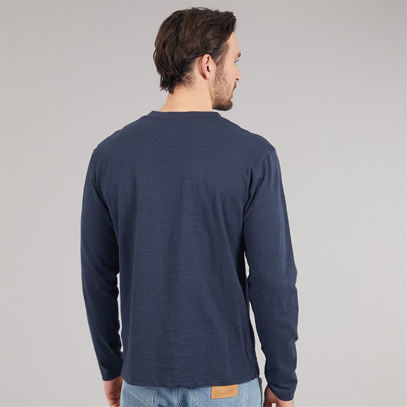 Saltwell Mens Gary Grandad Long Sleeve T-Shirt Navy