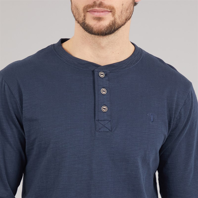 Saltwell Mens Gary Grandad Long Sleeve T-Shirt Navy