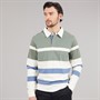 Saltwell Mens Clinton Stripe Rugby Polo Shirt Agave Green