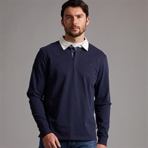 Saltwell Mens Drift Long Sleeve Polo Shirt Indigo Blue