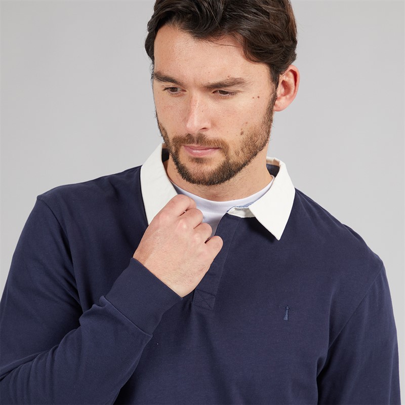 Saltwell Mens Drift Long Sleeve Polo Shirt Indigo Blue