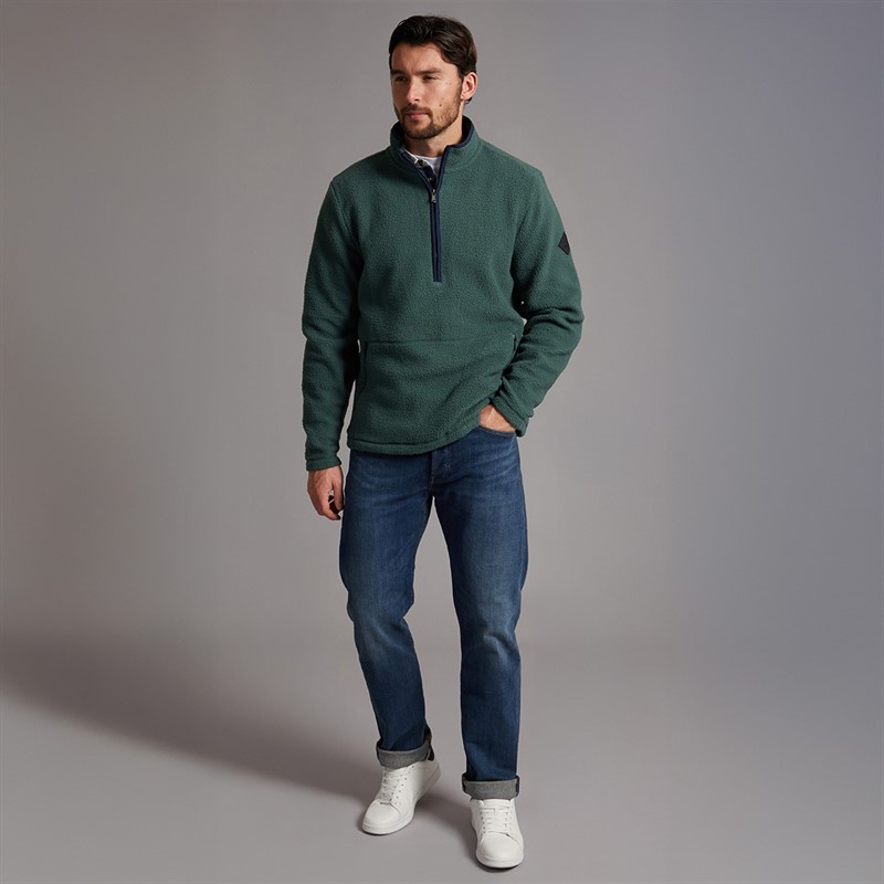 Saltwell Mens Peak Half Zip Fleece Sweatshirt Green