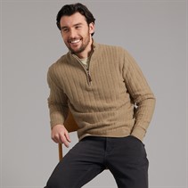 Saltwell Mens Charnley 1/4 Zip Jumper Oatmeal Marl