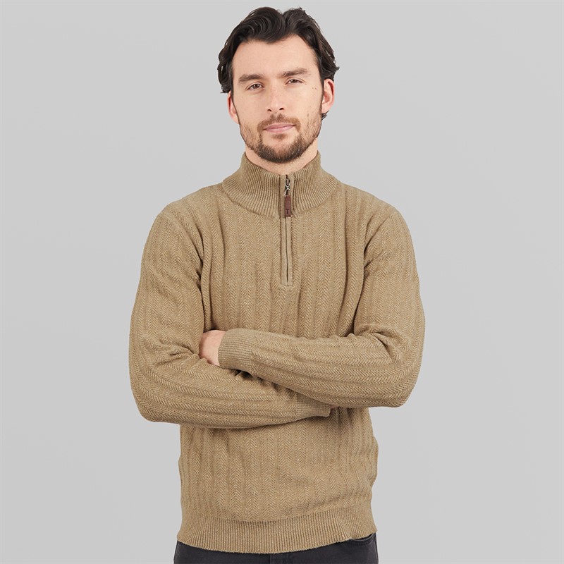 Saltwell Mens Charnley 1/4 Zip Jumper Oatmeal Marl