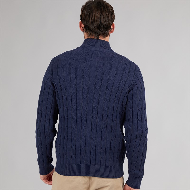 Saltwell Mens Sumava Cable 1/4 Zip Jumper Dark Navy
