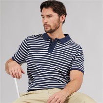 Saltwell Mens Harbour Polo Shirt Navy/White Stripe