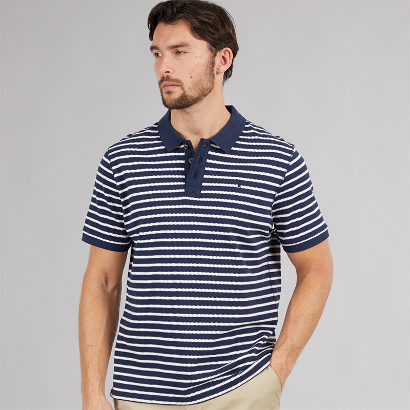 Saltwell Mens Harbour Polo Shirt Navy/White Stripe